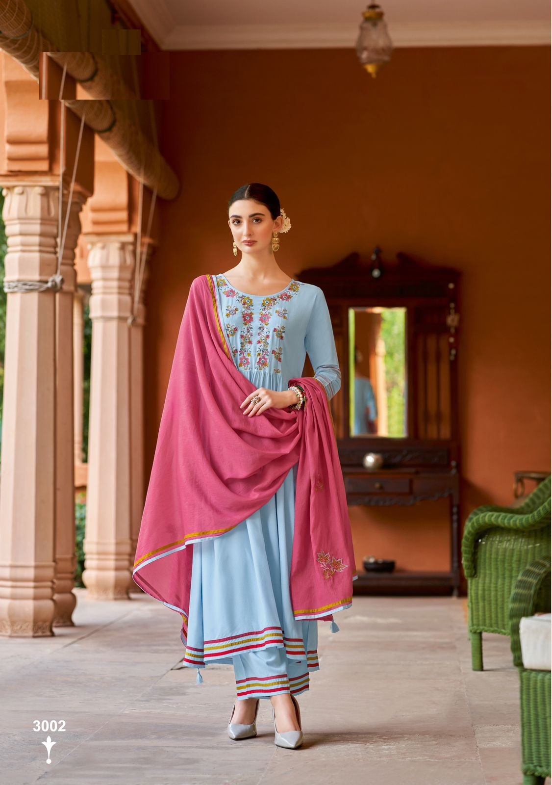 Rayon Weaving With Embroidery and Handwork kurti set for online sale