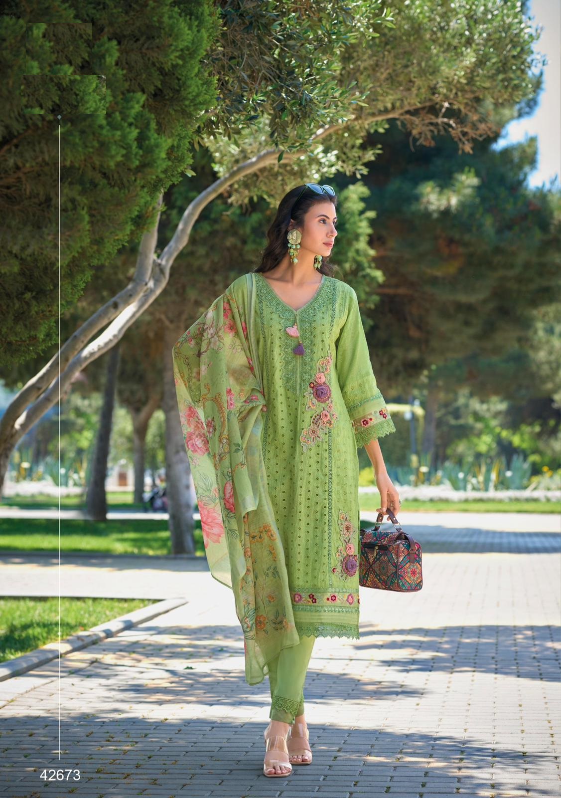 Lunched new Pakistani pure cotton with Kant and handwork with digital print and fancy laces Kurtis collection for women
