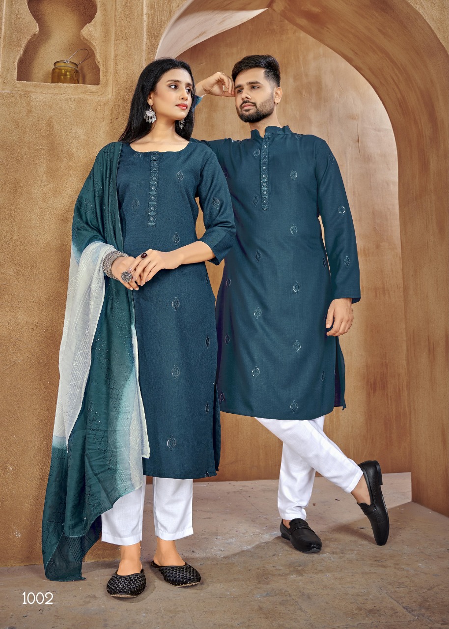 Pure Cotton with Embroidery Tutti with Sequence work couple Kurt set for online sale