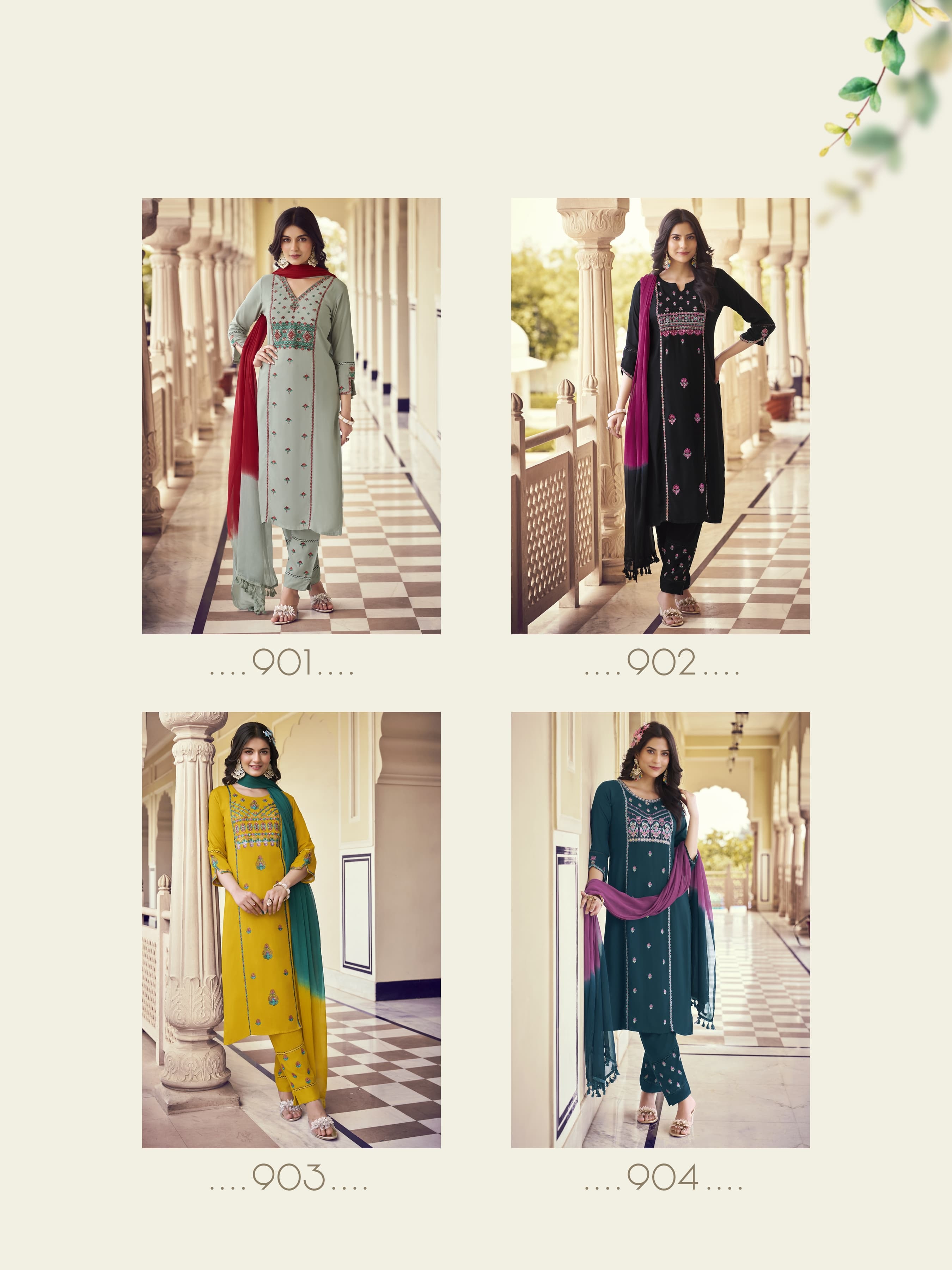 A new collection of premium rayon with thread and handwork Kurtis set for women online sale