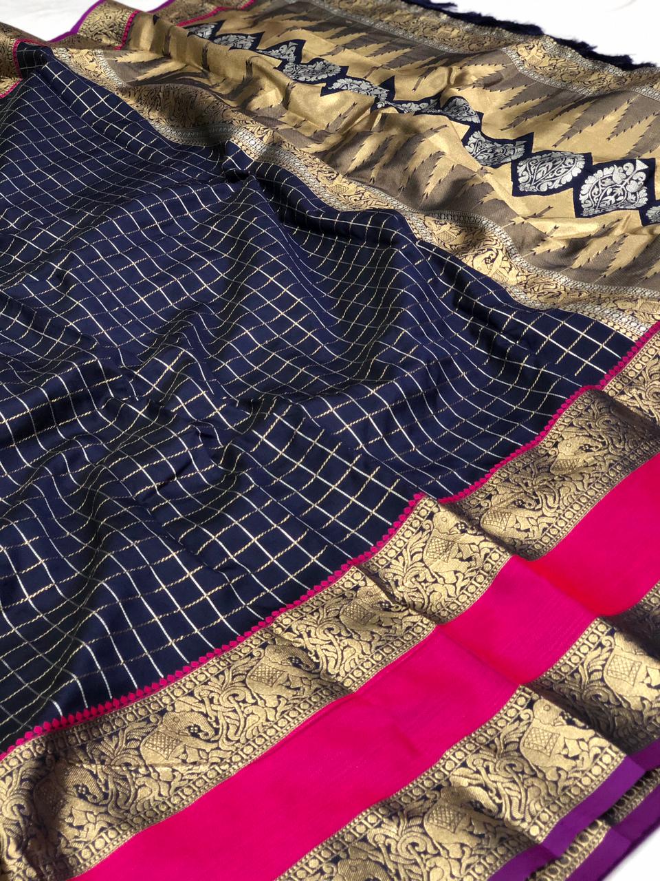 New designing wedding sari pure Jacquard fabrics with zari work for online sale