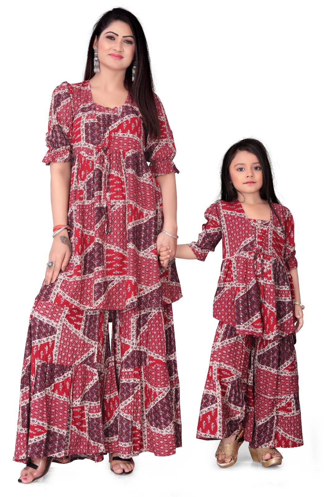 New Launching Rayon printed Mother Daughter designed beautiful Co-ord set Combo for online sale