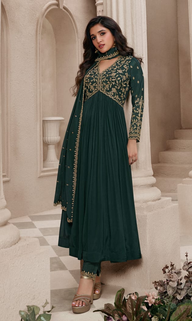 New Heavy Chi non with dull Stanton and embroidery and thread work suit for women online sale