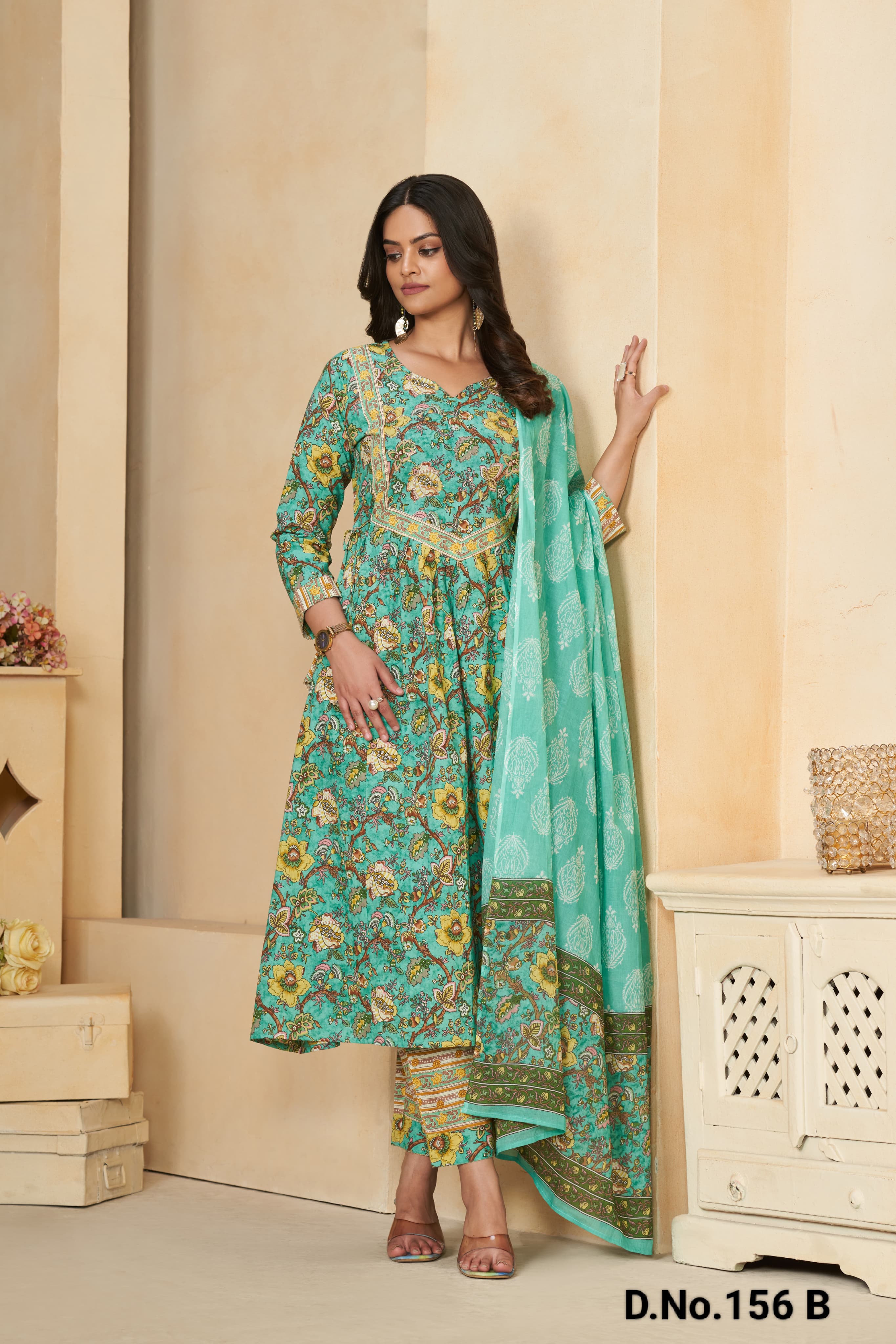 New Launched Pure 60/60 cotton with Handwork and dupatta Kurtis set for women online sale