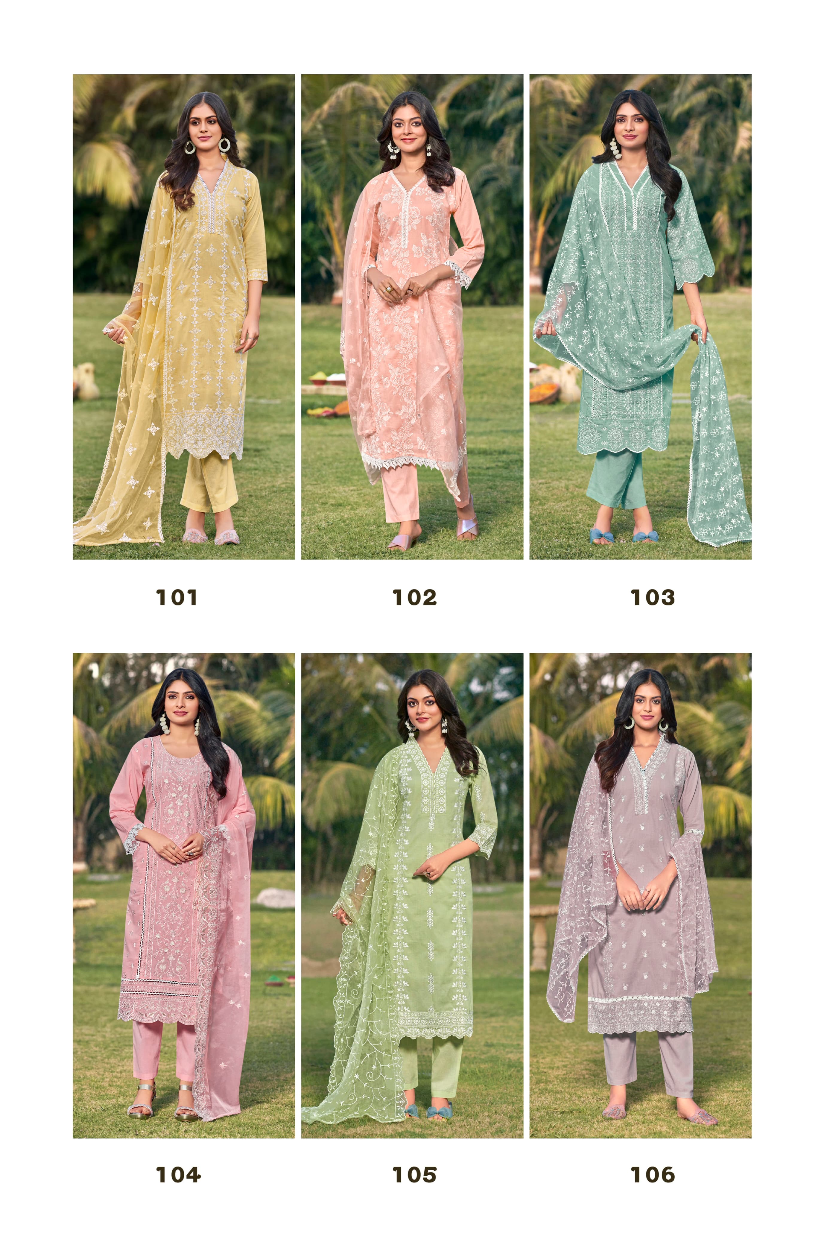 Launching New Premium Cotton 60*60 with Heavy Embroidery and Organza dupatta Kurtis set Summer Collection