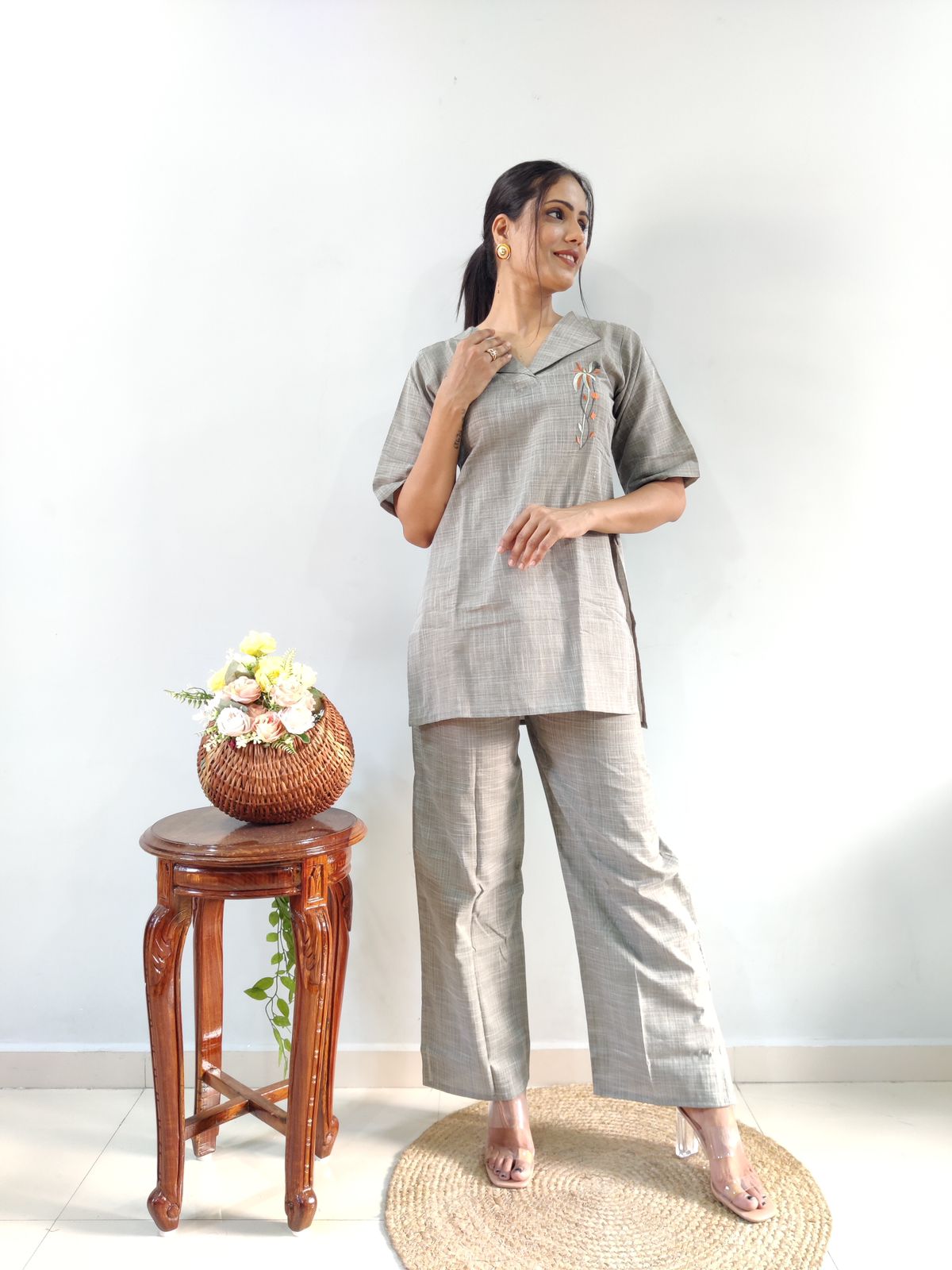 New Presenting Linen Two Piece Airport Look Co-ord Set for Women