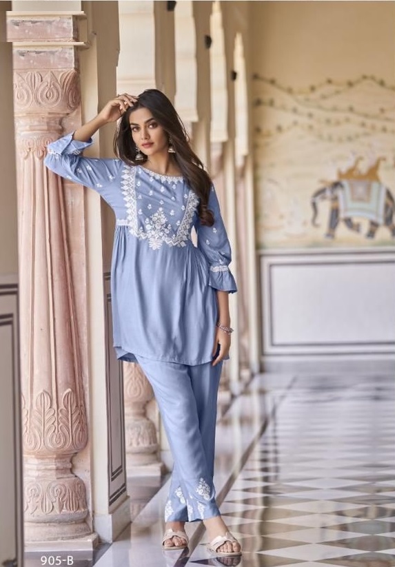 Presents new Heavy rayon with white thread design Co-ord Set collection for women