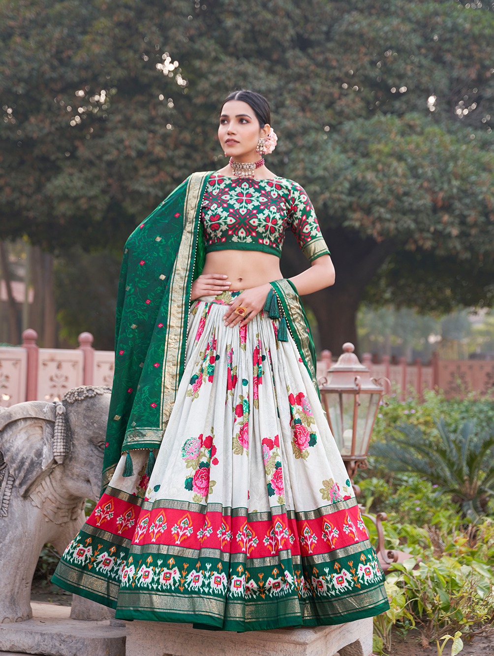 New Beautiful Tussar Silk Lehenga Choli Collection for Women Floor-Length with Printed and Foil Work