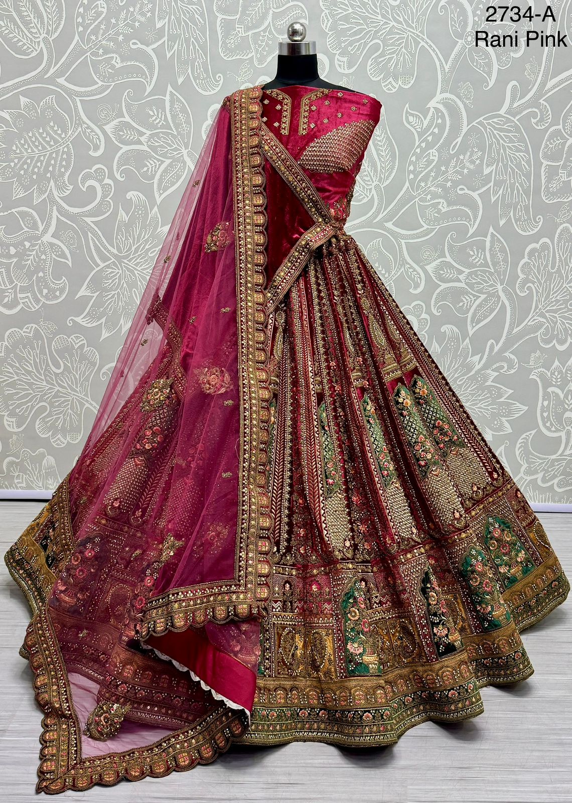 New Velvet Designed Embroidered Patchwork with Dori, Multi Thread, and diamond work Lehenga Choli Collection for bridal